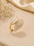 Praynil Crystal Leaf Elegance Statement Ring