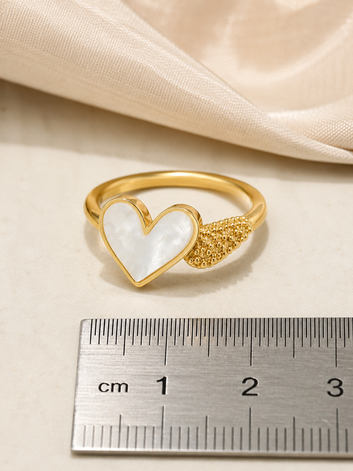 Adjustable Celeste Heart Mother of Pearl Ring