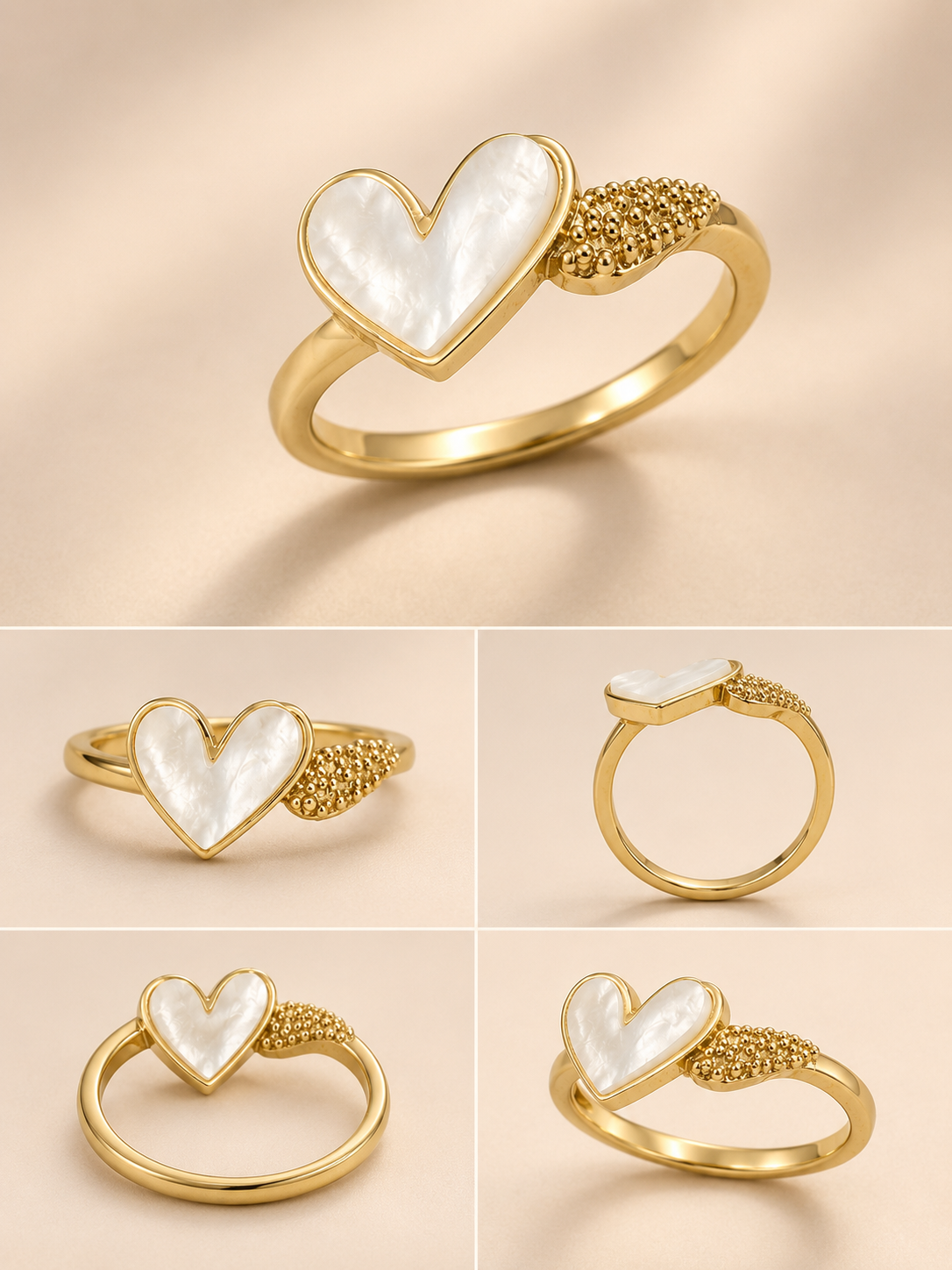 Celeste Heart Mother of Pearl Ring