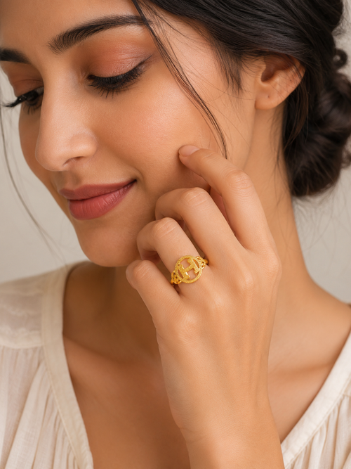 Adjustable Imperial Monogram Gold Ring