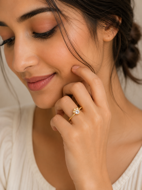 Adjustable Celestia Solitaire Gold Ring