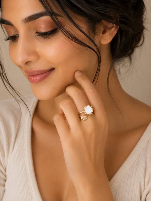 Adjustable Luna Dual Bloom Open Ring