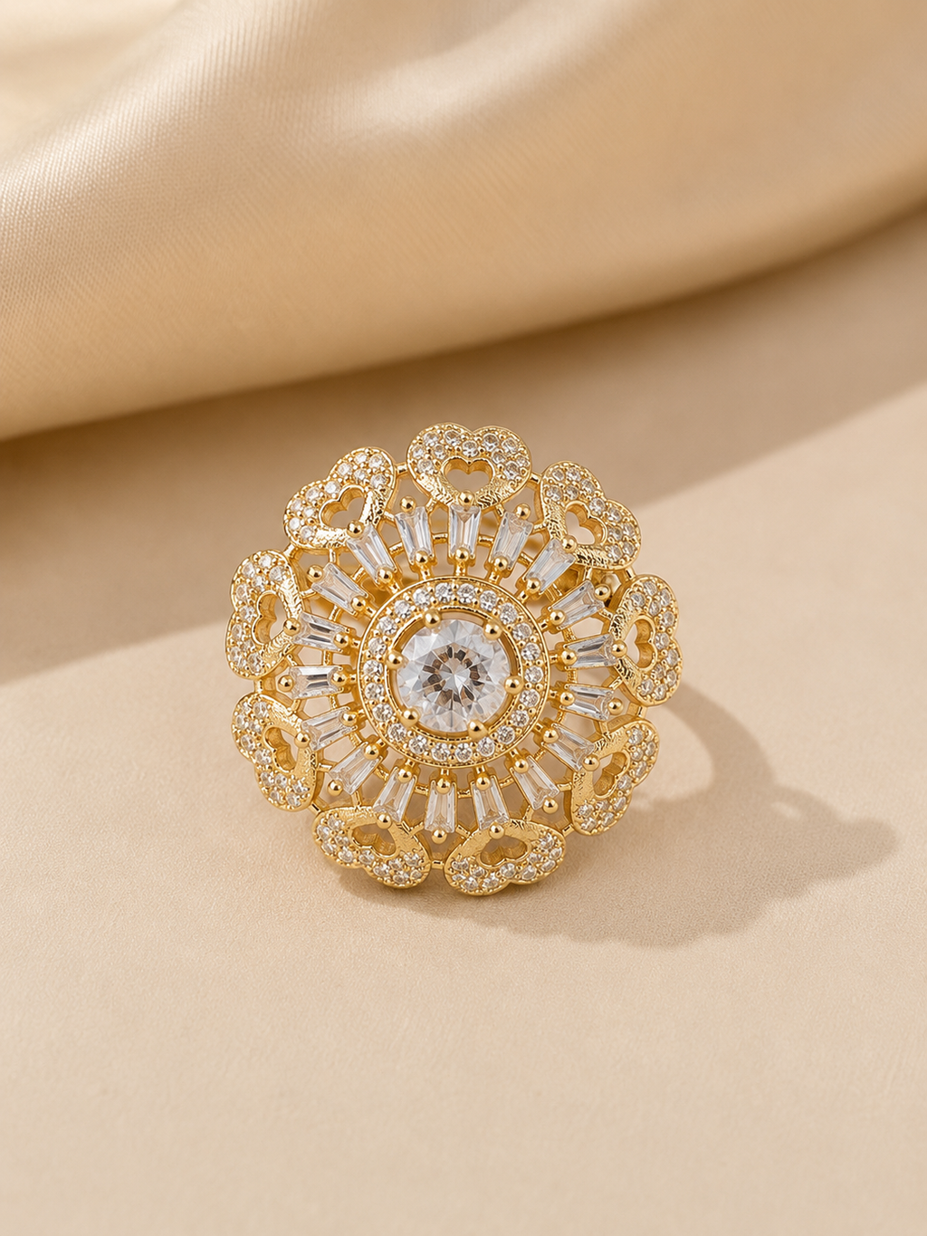 Royal Heart Halo Statement Ring