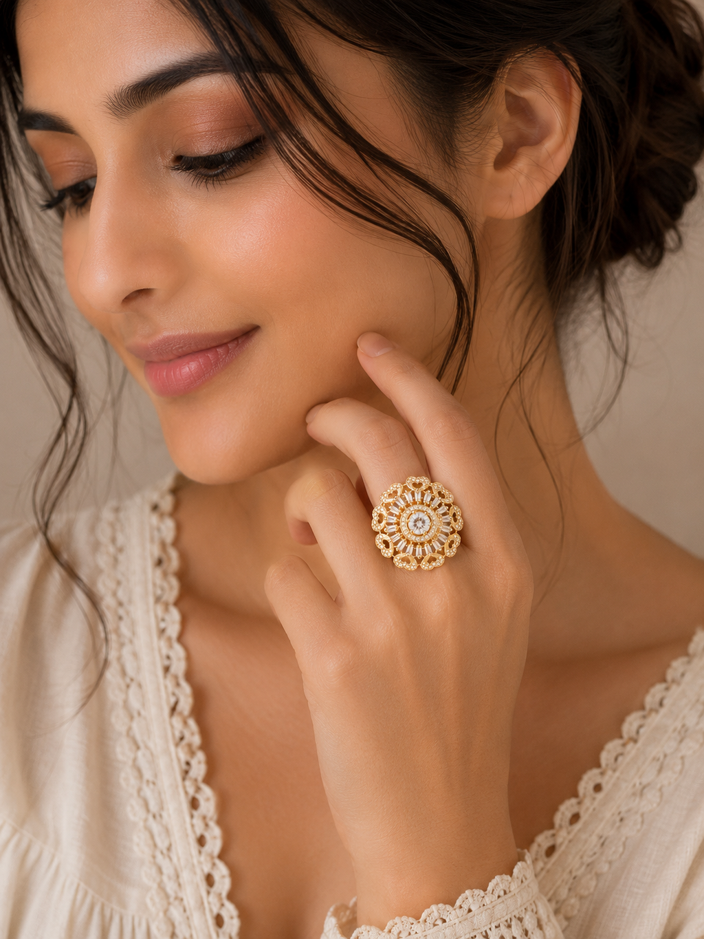 Royal Heart Halo Statement Ring