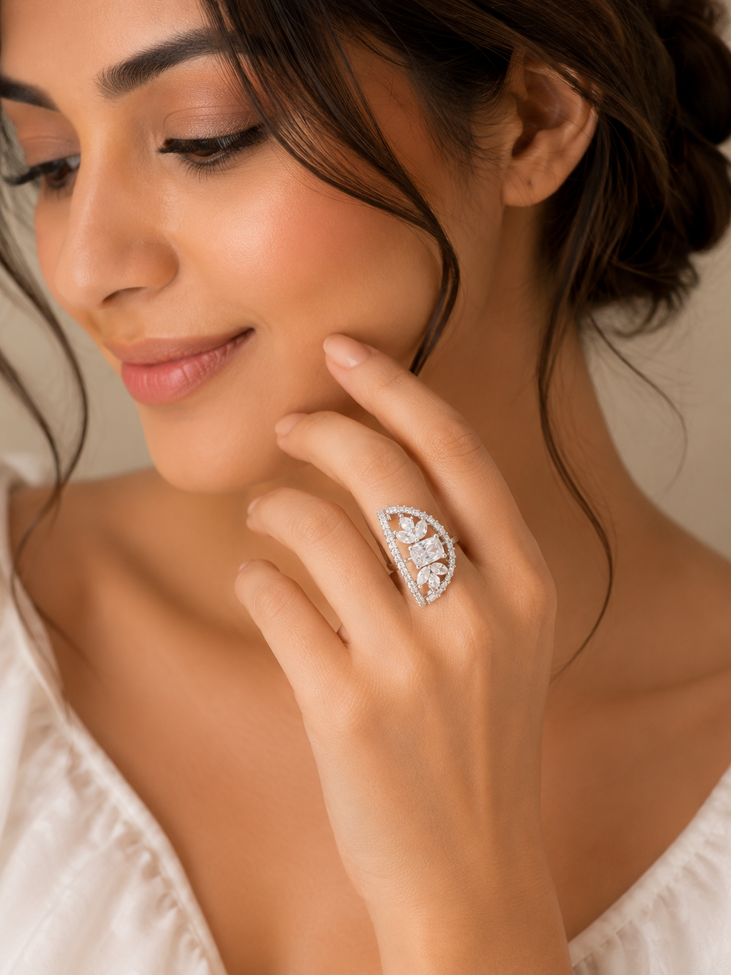 Royal Crystal Crown Statement Ring