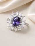 Royal Amethyst Bloom Halo Ring