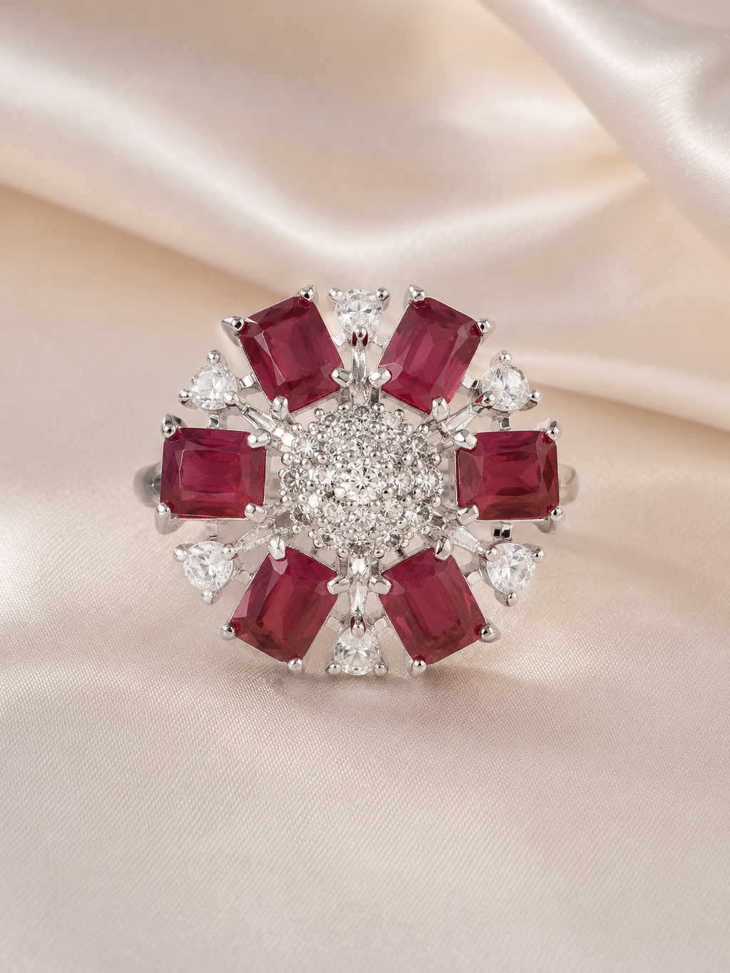 Ruby Radiance Floral Statement Ring