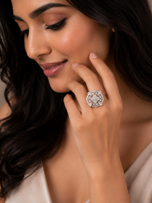 Adjustable Celestial Bloom Diamond Cluster Ring