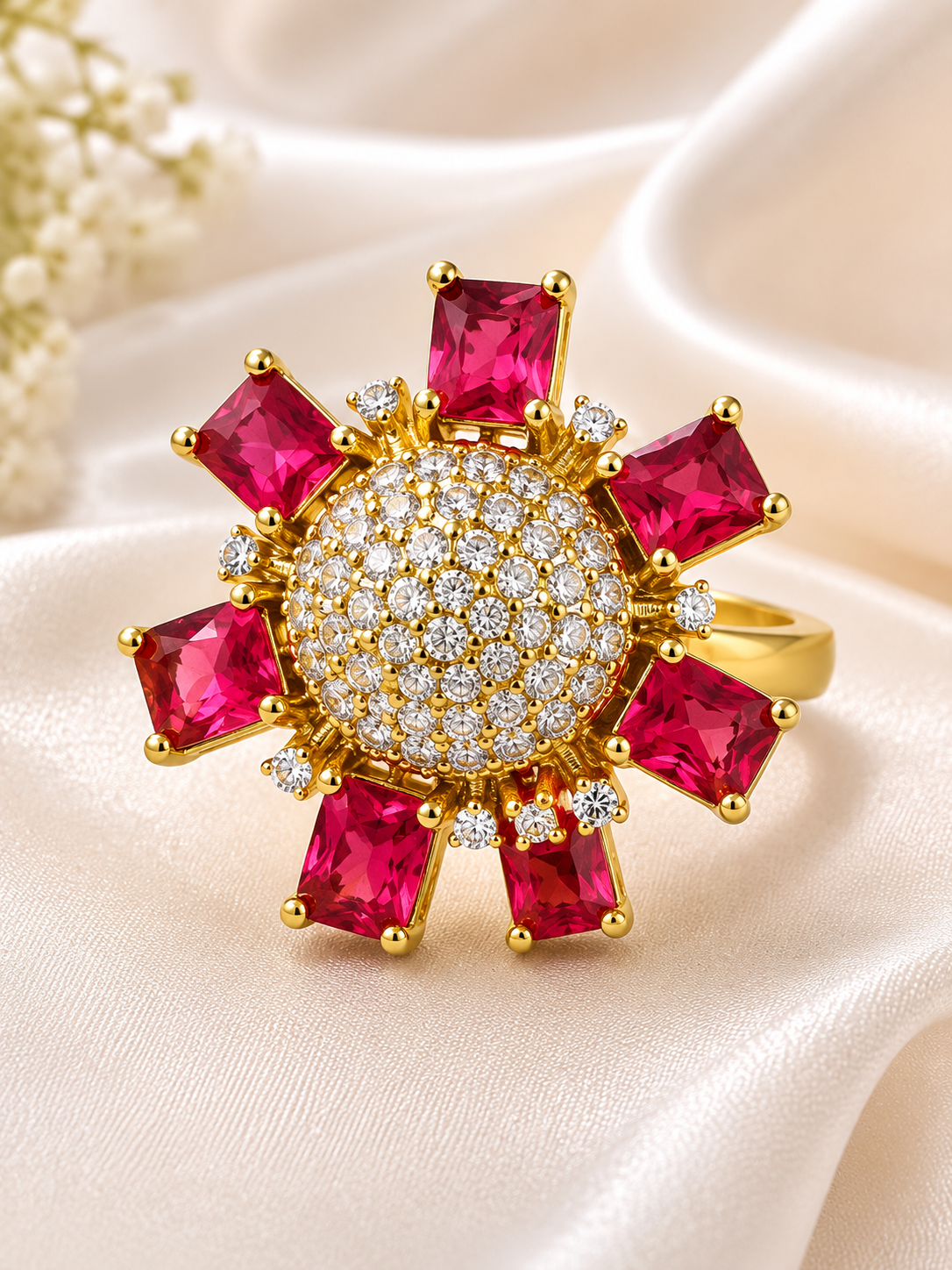 Ruby Sunburst Royal Statement Ring