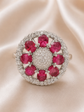 Ruby Blossom Halo Statement Ring