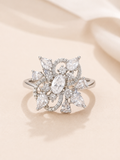 Crystal Bloom Floral Statement Ring