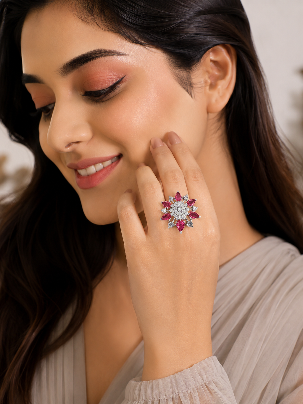 Royal Ruby Floral Radiance Ring