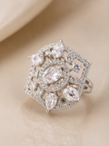 Royal Crystal Geometric Statement Ring