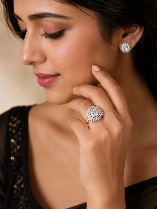 Adjustable Celestial Radiance Pear Halo Ring