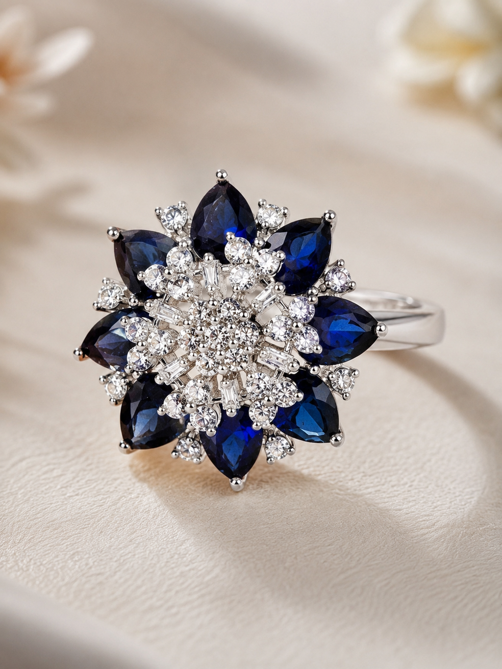 Praynil Midnight Bloom Statement Ring