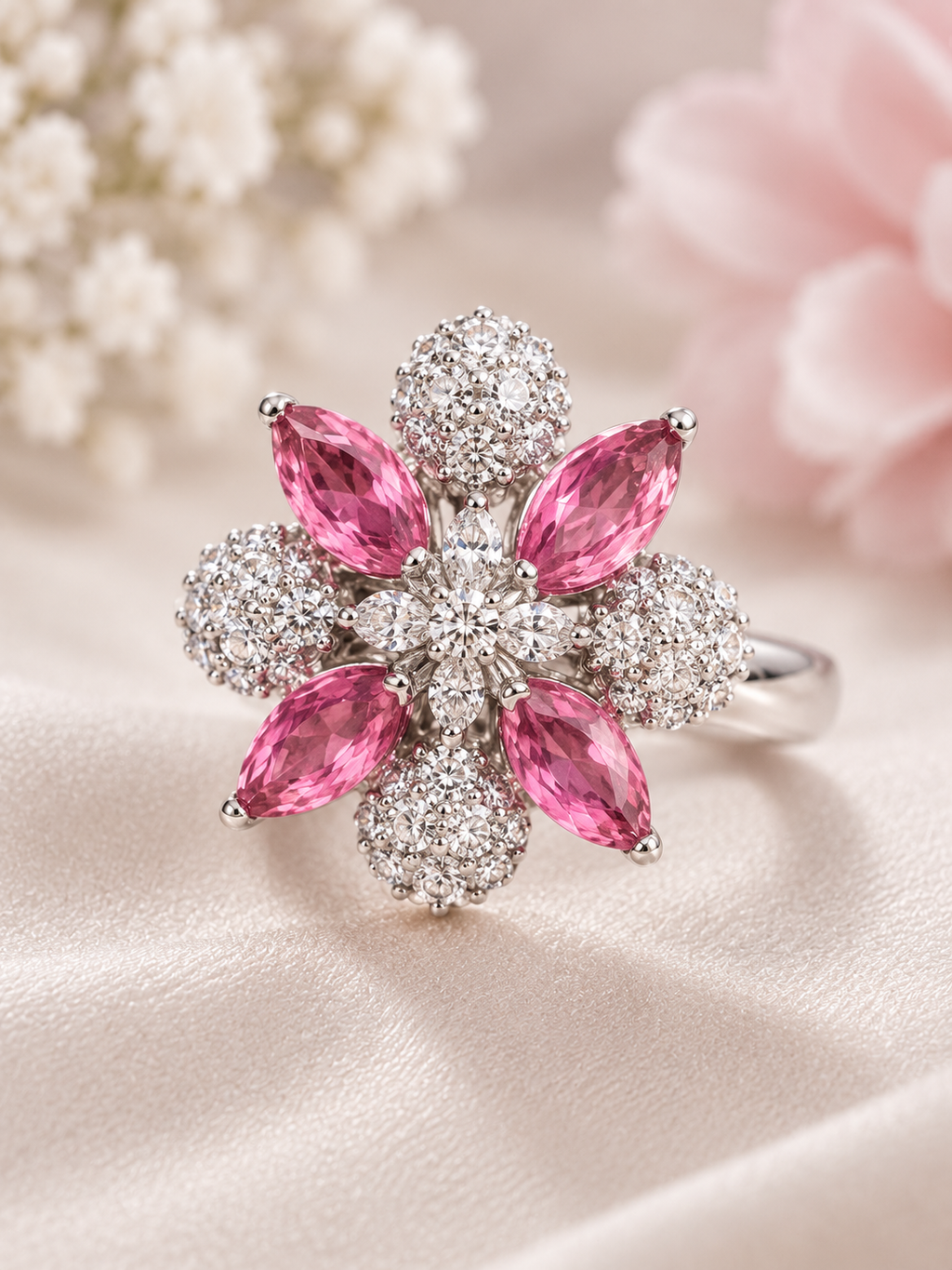 Praynil Rosé Blossom Statement Ring