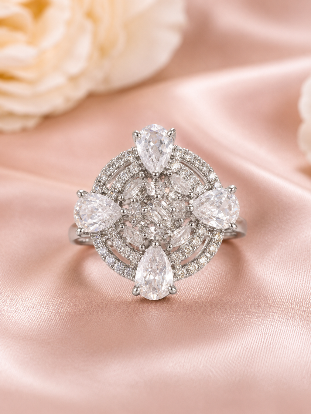 Praynil Celestial Blossom Halo Ring