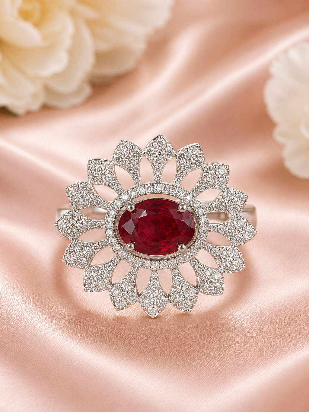 Praynil Scarlet Bloom Statement Ring