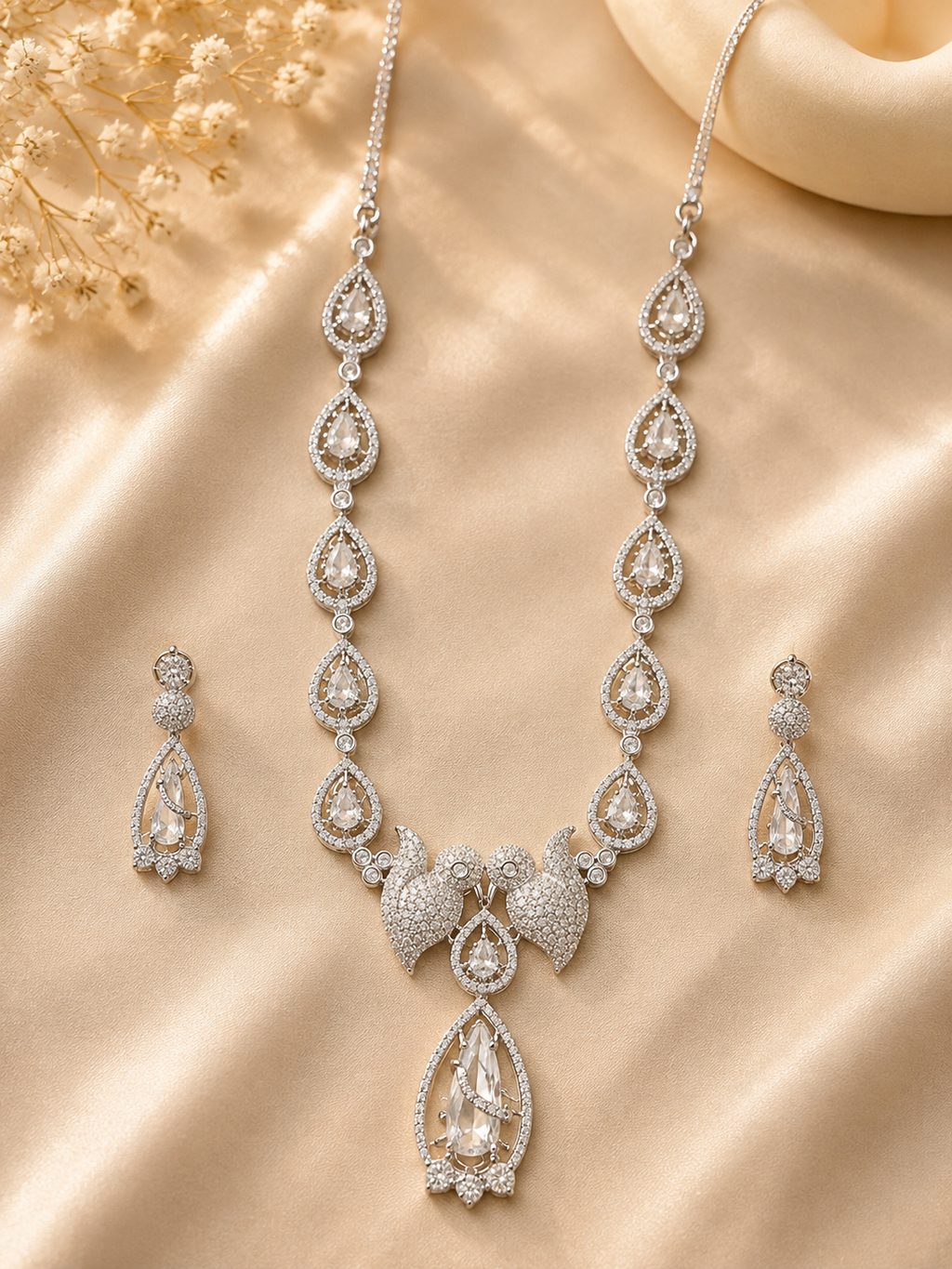 Royal Peacock Teardrop Necklace Set