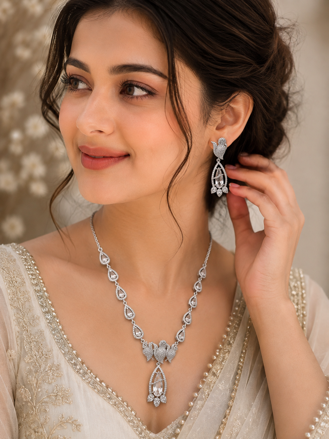 Royal Peacock Teardrop Necklace Set