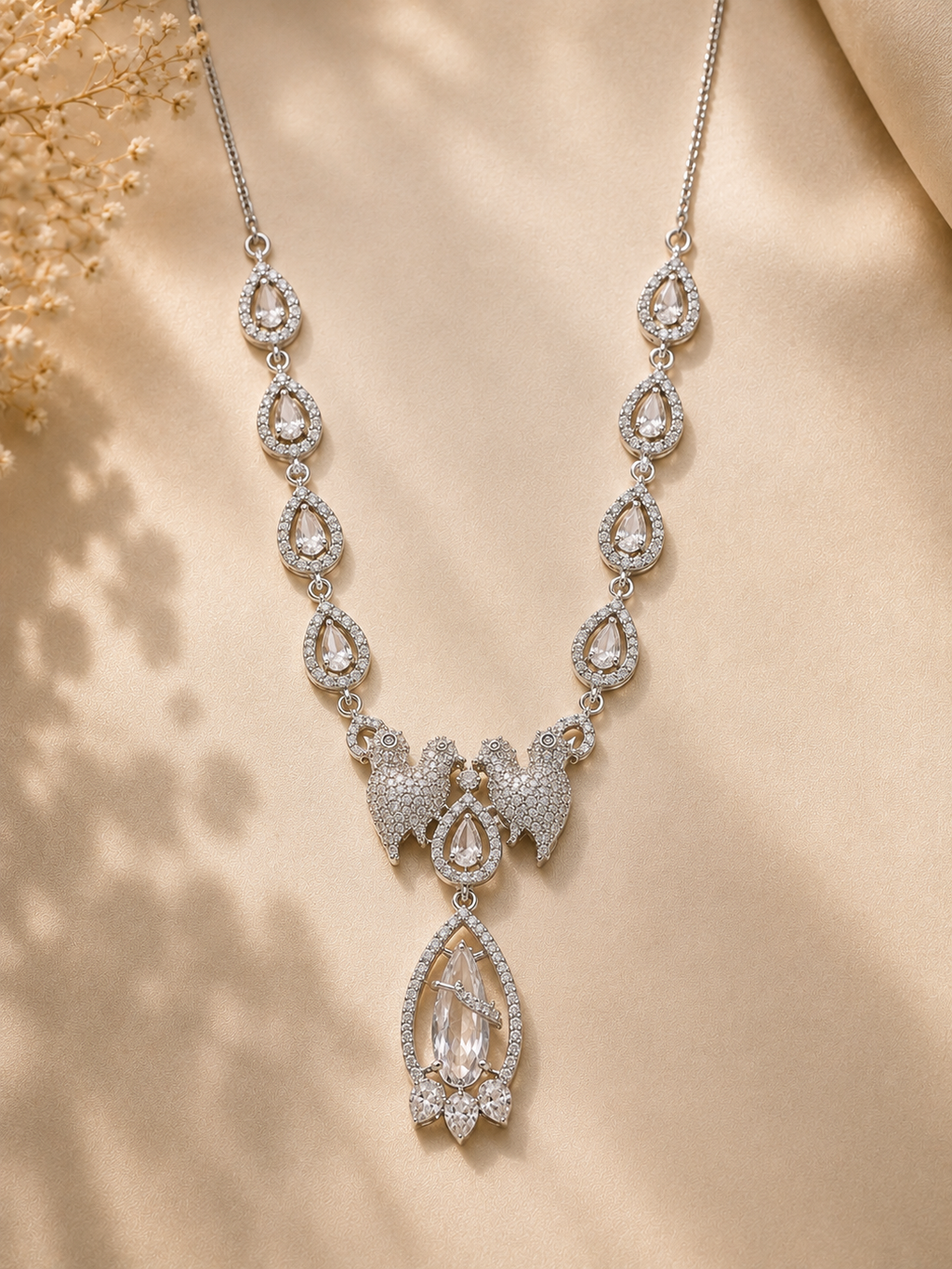 Royal Peacock Teardrop Necklace Set