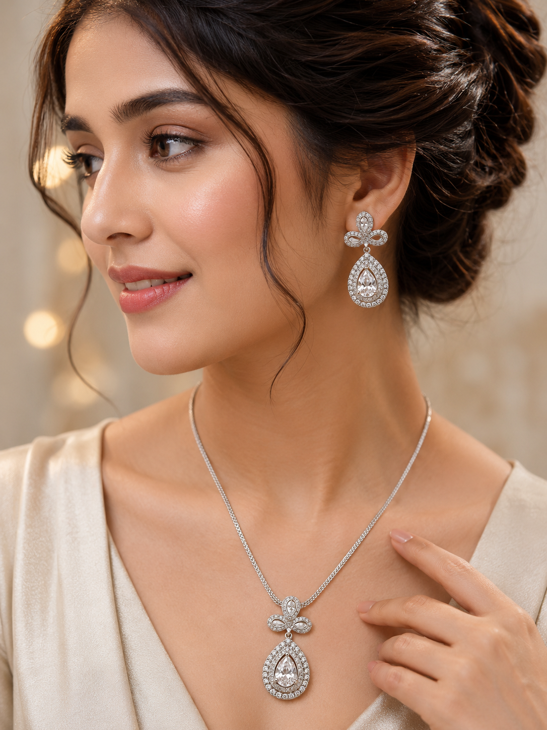 Elegant Teardrop Bloom Necklace Set