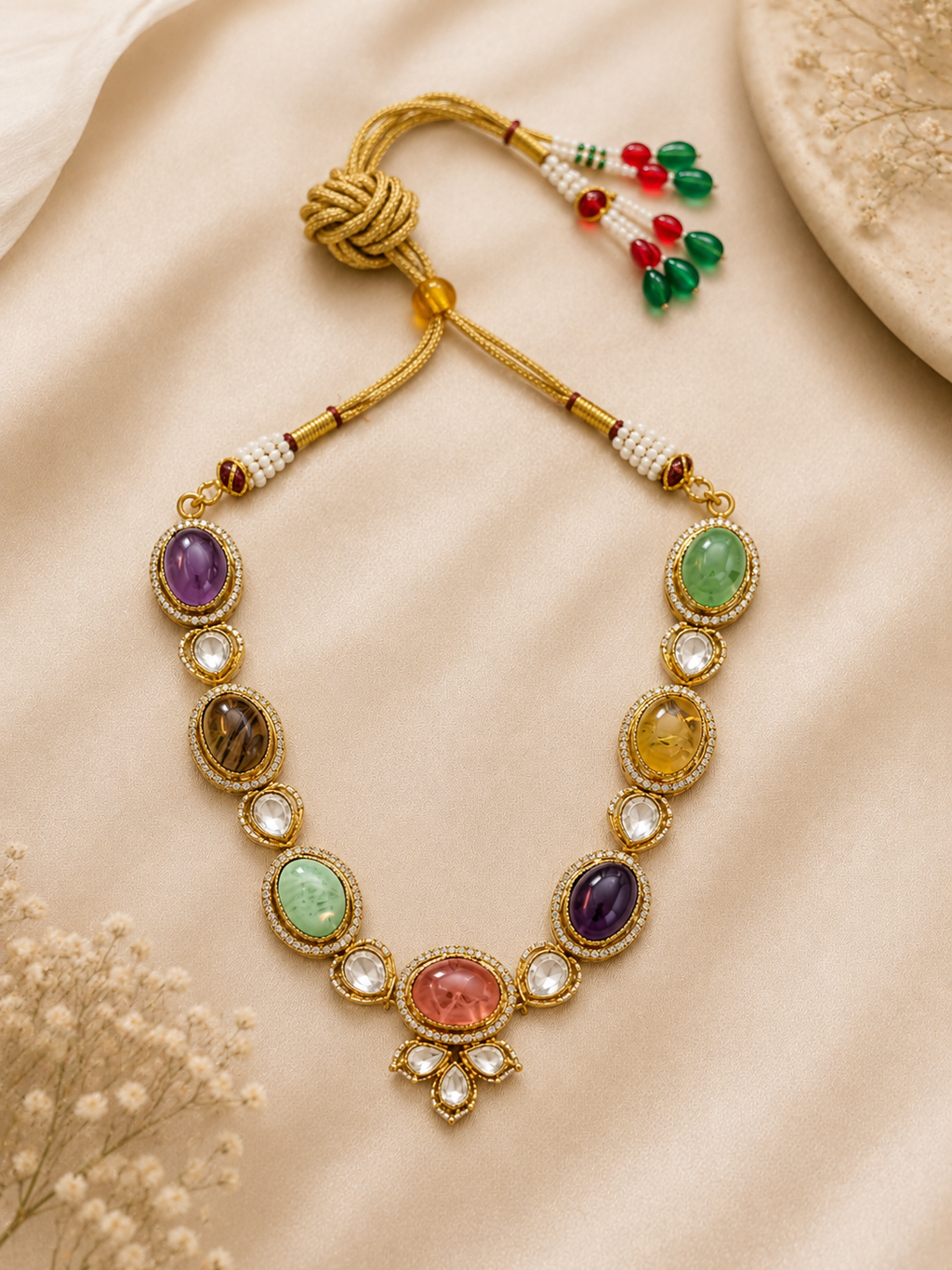 Royal Multicolor Kundan Necklace Set