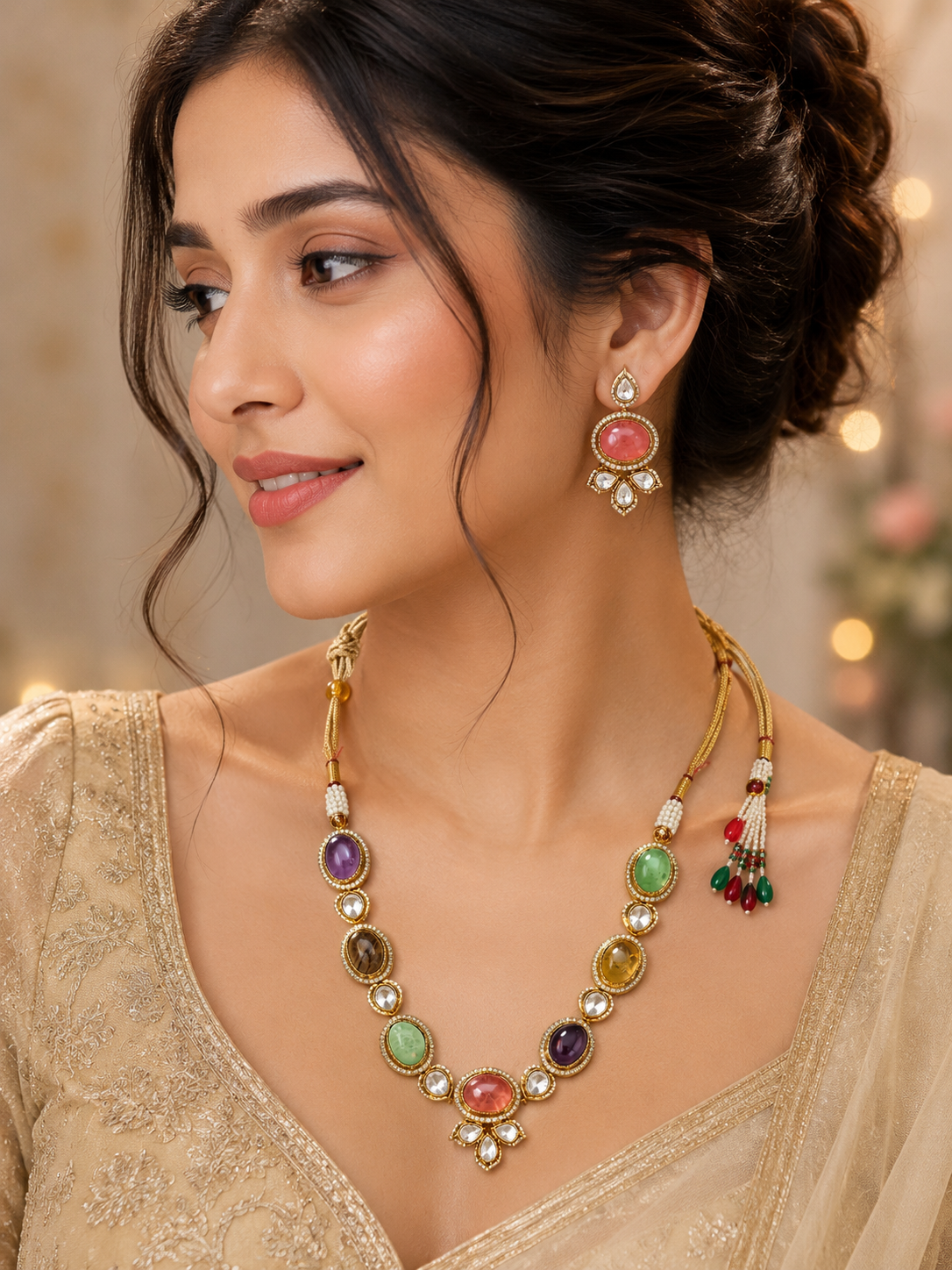 Royal Multicolor Kundan Necklace Set