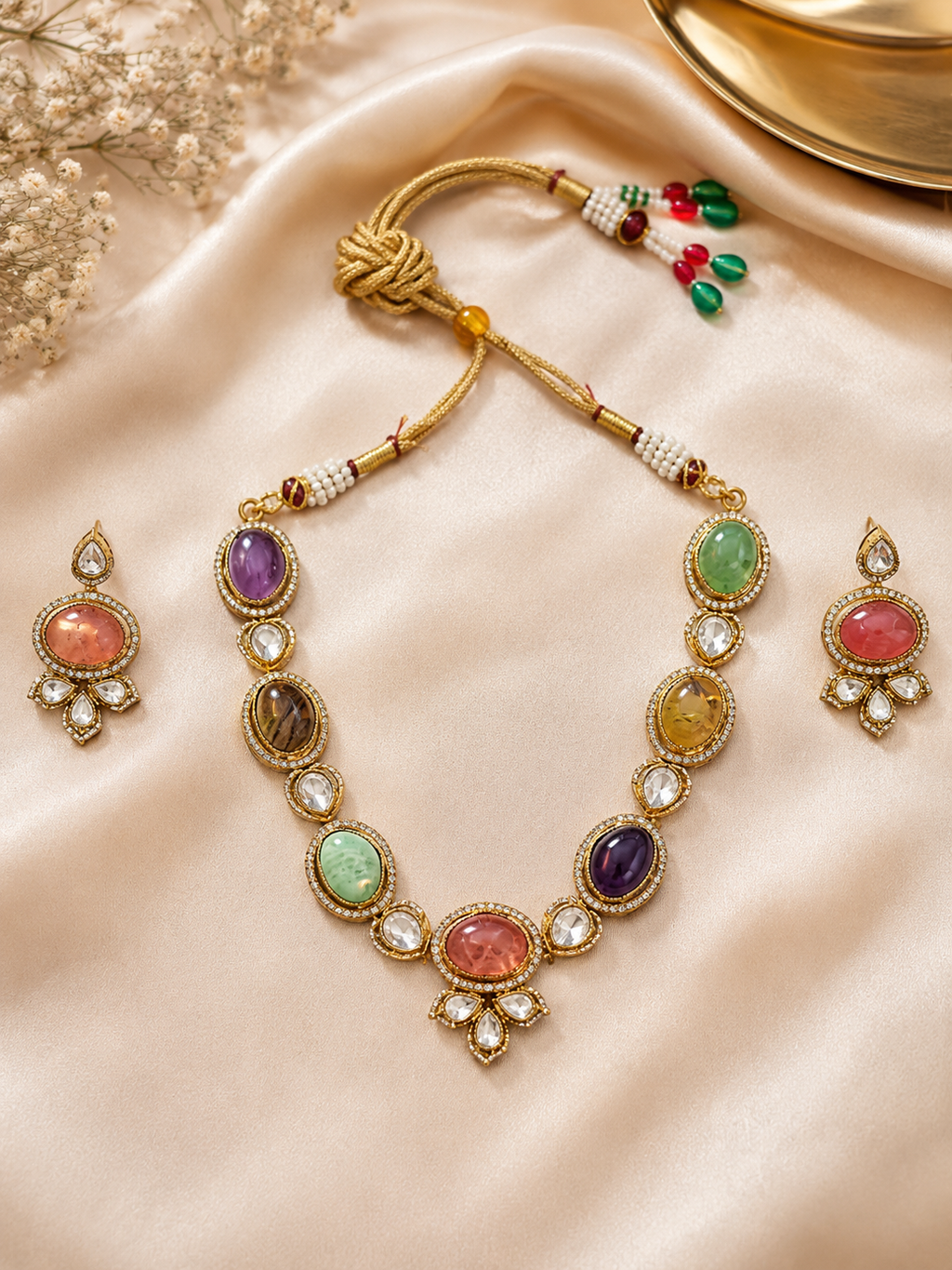 Royal Multicolor Kundan Necklace Set