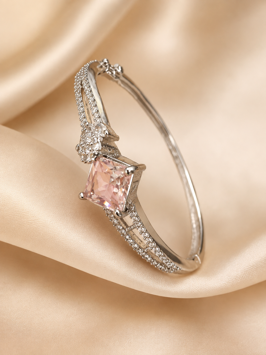 Blush Pink Crystal Pavé Bangle