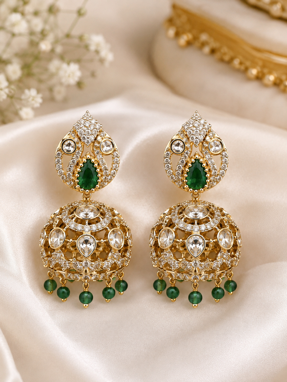 Emerald Royale Jhumka Earrings