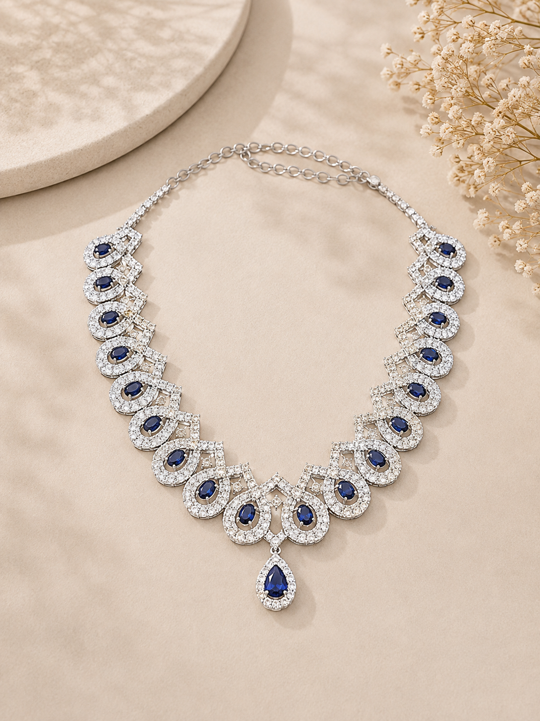 Royal Sapphire Crystal Statement Necklace