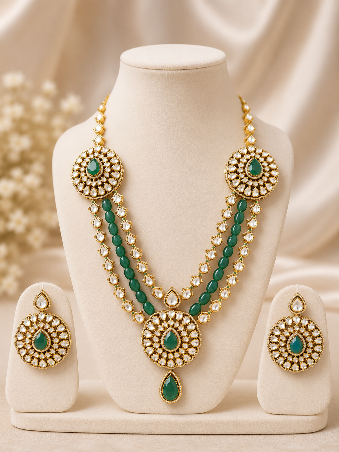 Emerald Radiance Kundan Bridal Necklace Set