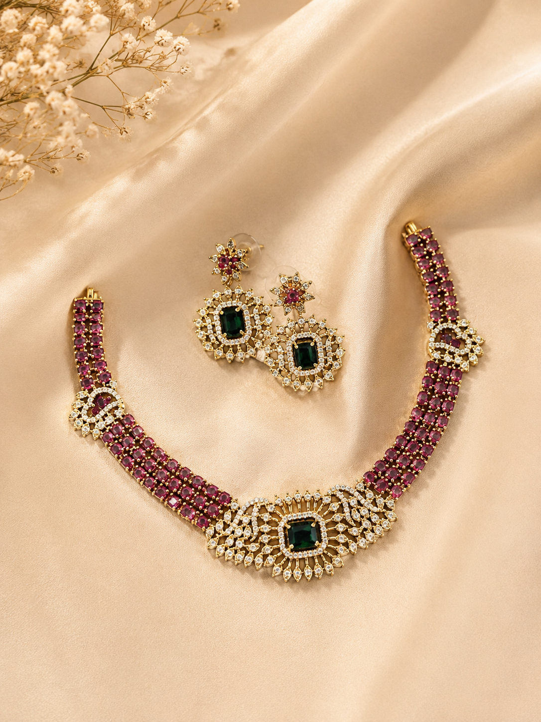 Royal Ruby AD Choker Necklace Set