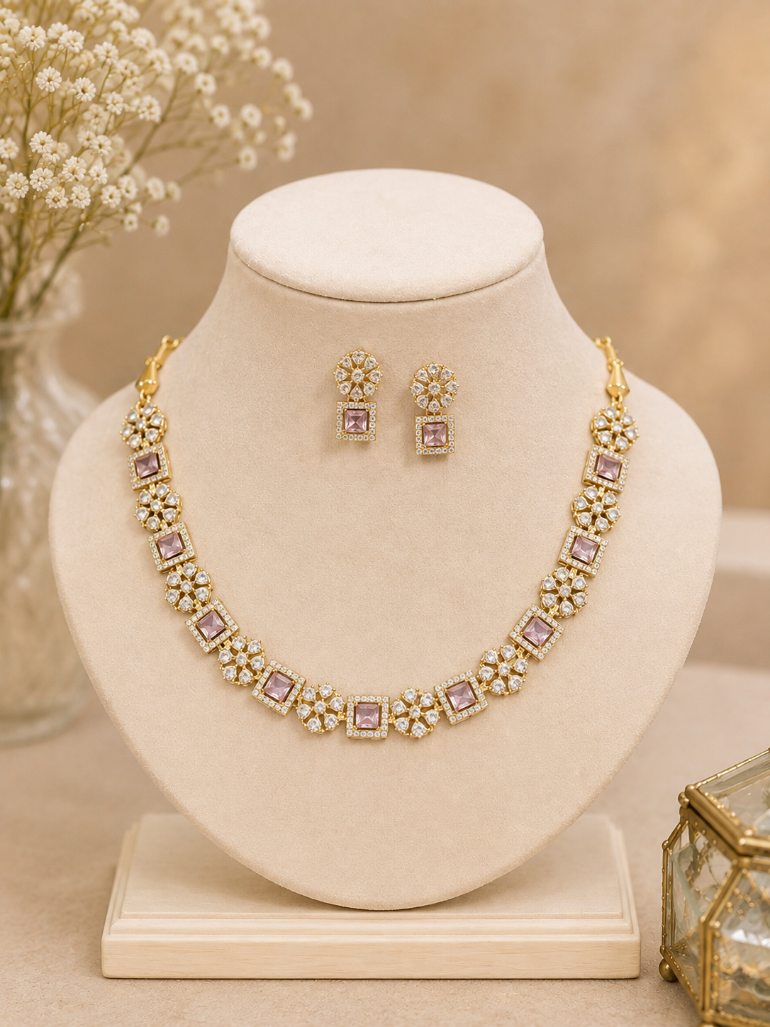 Blush Radiance AD Necklace Set