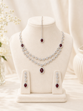 Ruby Radiance Silver Necklace Set