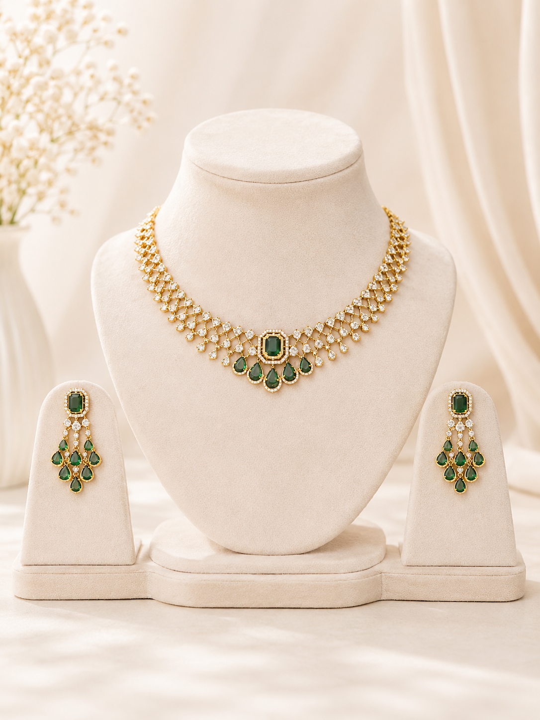 Emerald Dewdrop AD Necklace Set