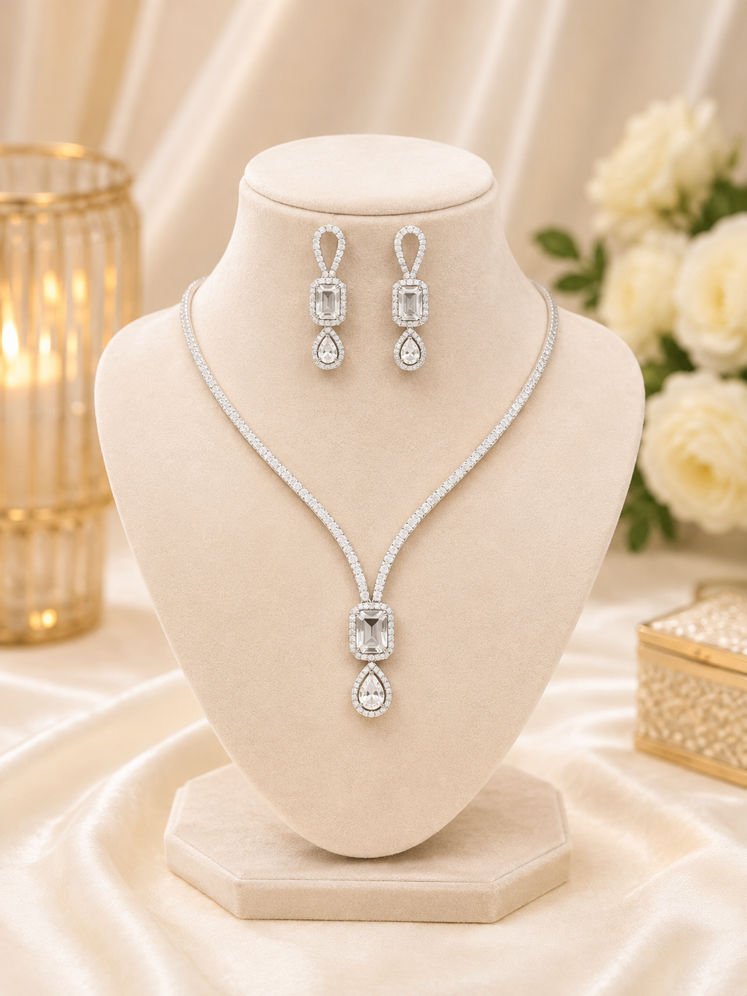 Crystal Elegance Diamond Necklace Set