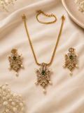 Emerald Pearl Blossom Necklace Set
