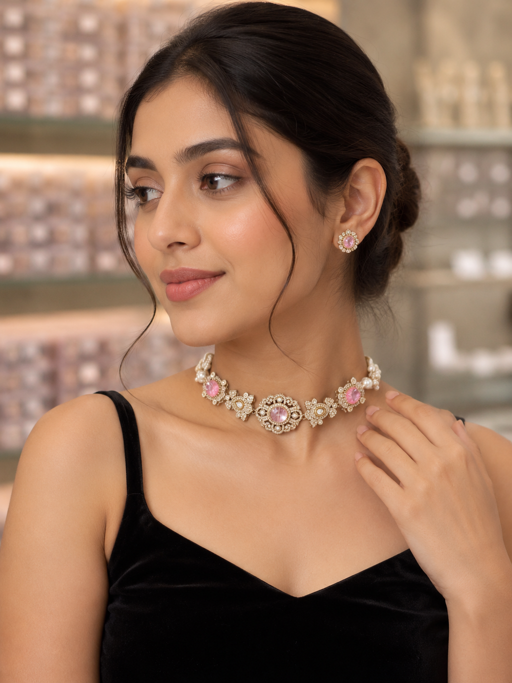 Rosé Royale American Diamond Choker Set