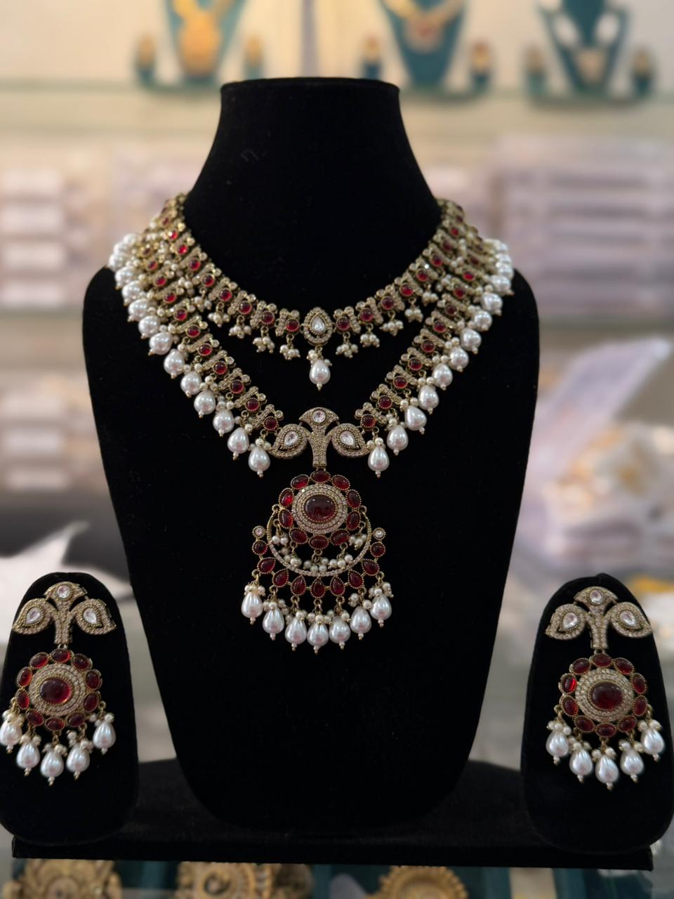 Royal Ruby Pearl Heritage Necklace Set