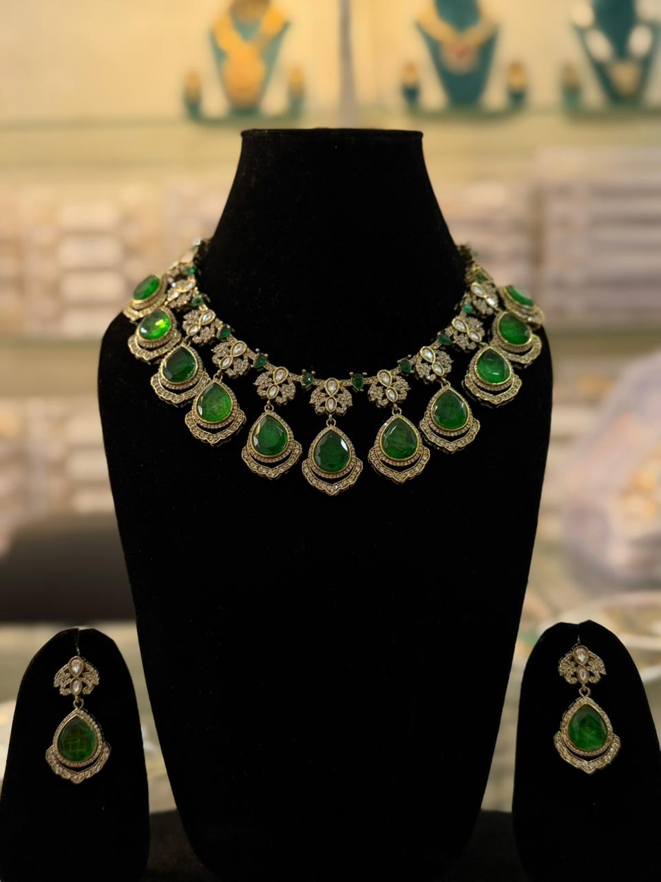 Emerald Royale Statement Necklace Set