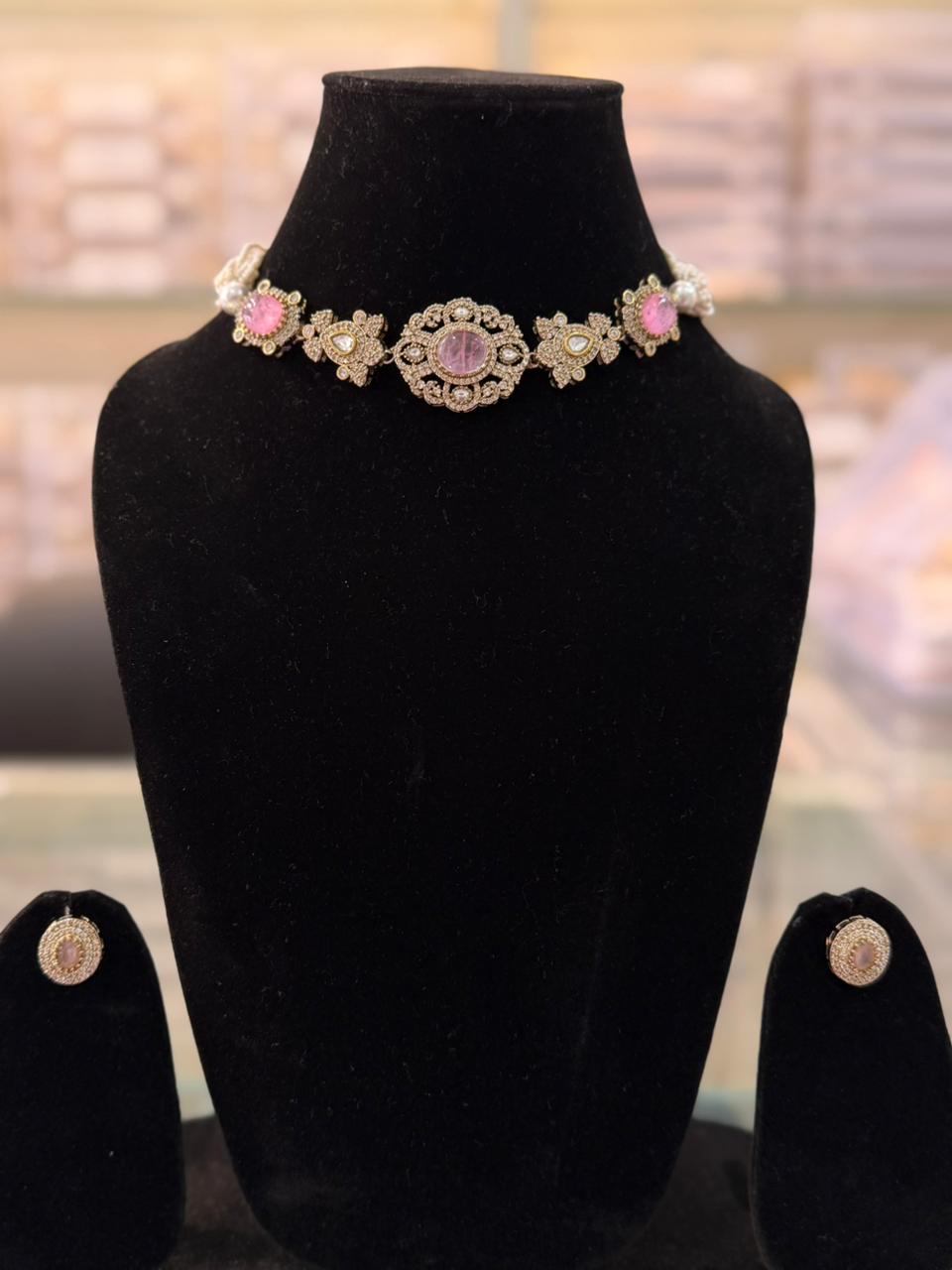 Rosé Royale American Diamond Choker Set