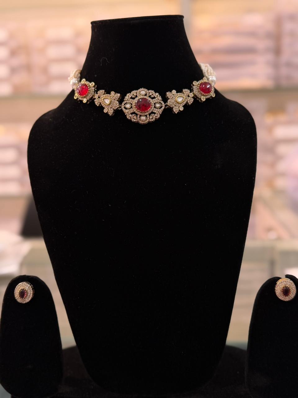 Ruby Royale American Diamond Choker Set