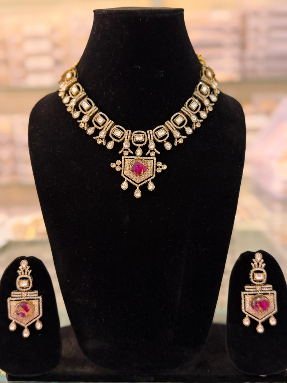 Royal Ruby Diamond Necklace Set
