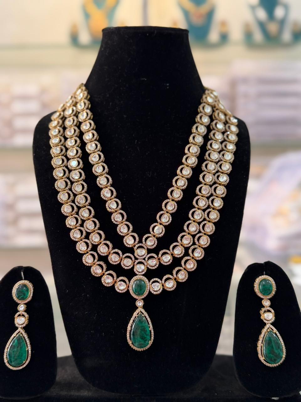 Royal Emerald Kundan Layered Necklace Set