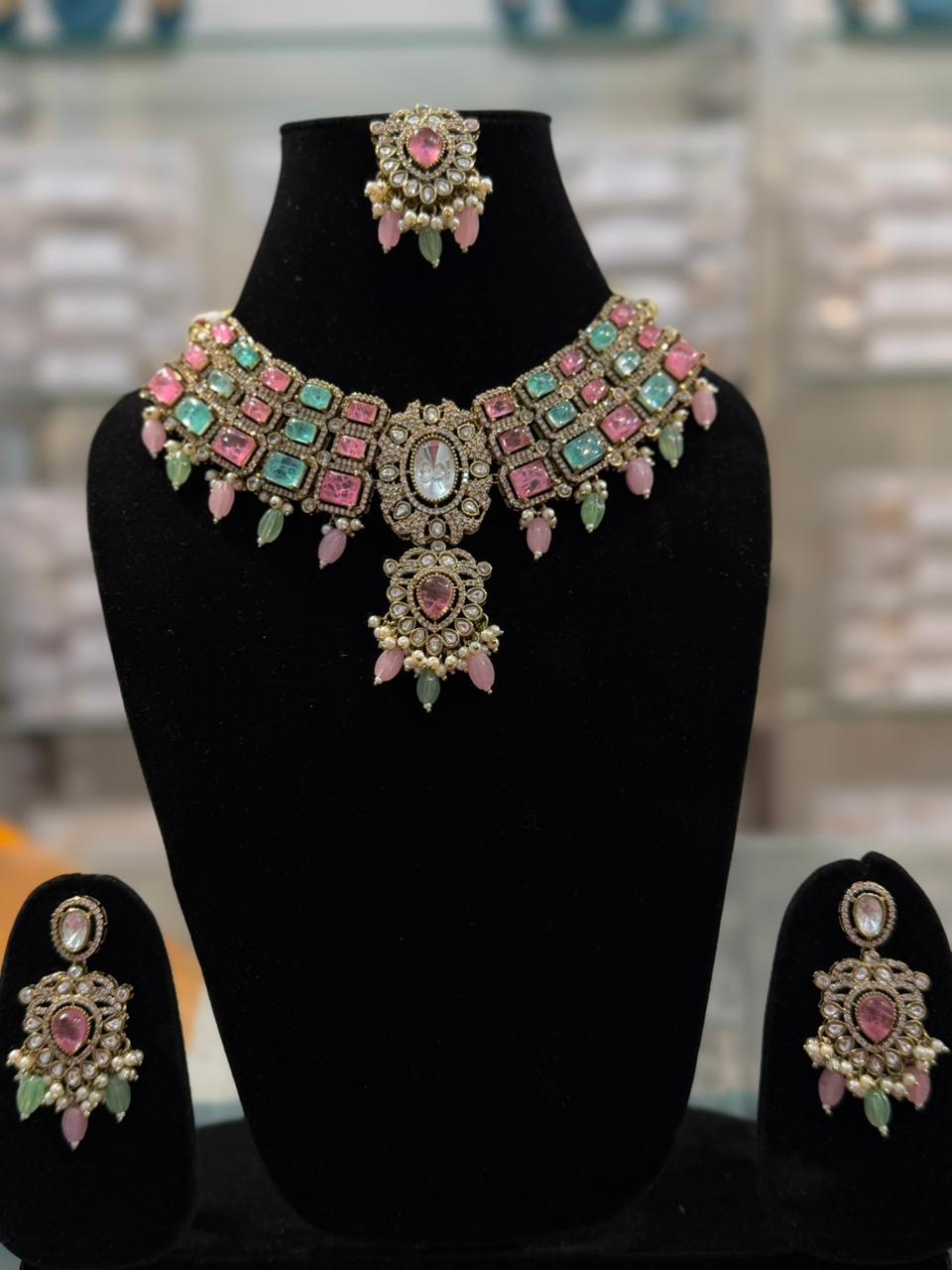 Royal Pastel Kundan Statement Necklace Set