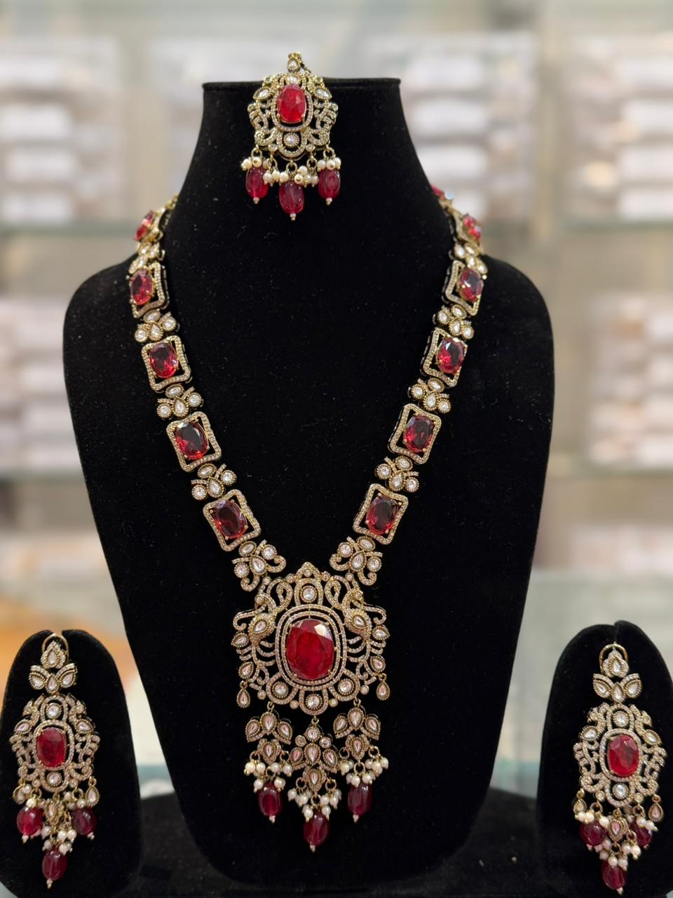 Ruby Royale Statement Necklace Set