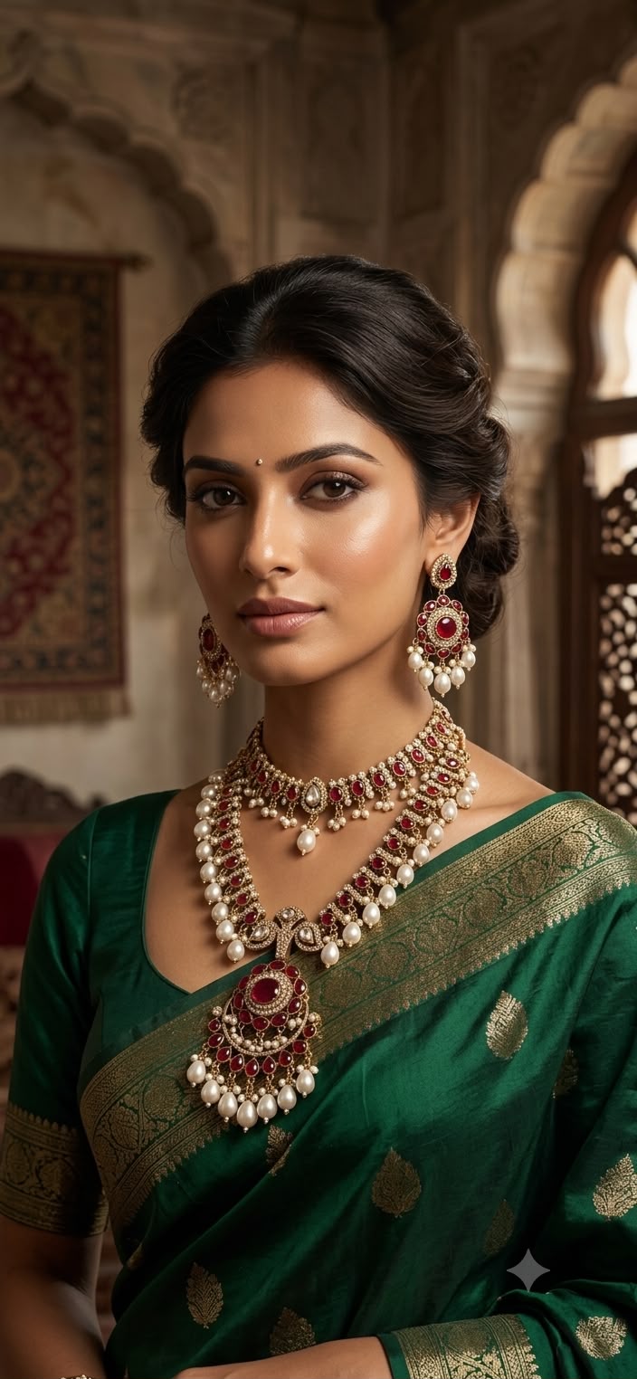 Maharani Ruby Pearl Jewelry Set
