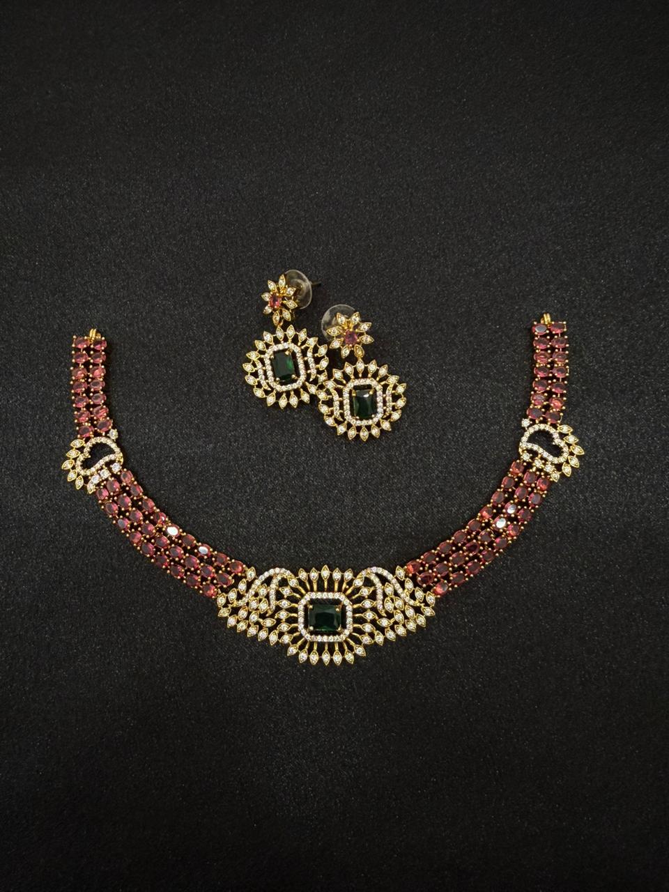 Royal Ruby AD Choker Necklace Set